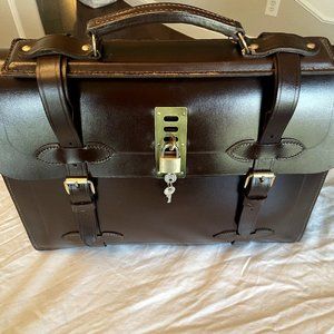 Vintage Brown Leather Military Briefcase